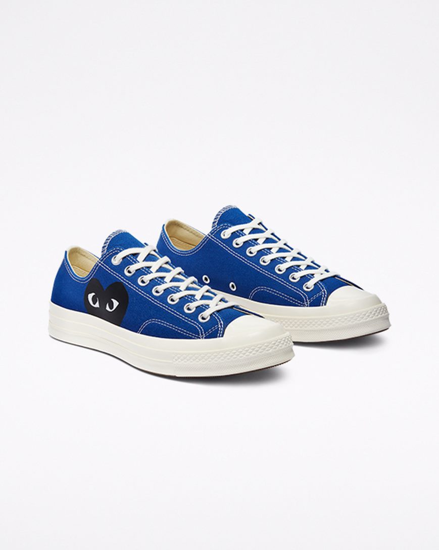 Men's Converse x Comme des Garçons PLAY Chuck 70 Low Top Shoes Blue / Black | AU 1046CS